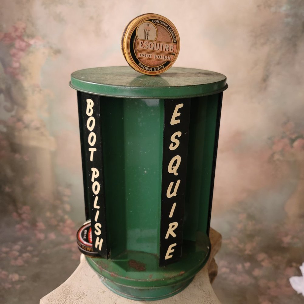 Esquire Boot Shoe Polish Antique Store Metal Rotating Display Rare 6 Shoe Polish - Picture 6 of 12